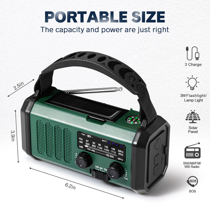 Radio Linterna de emergencia generador con manivela Solar