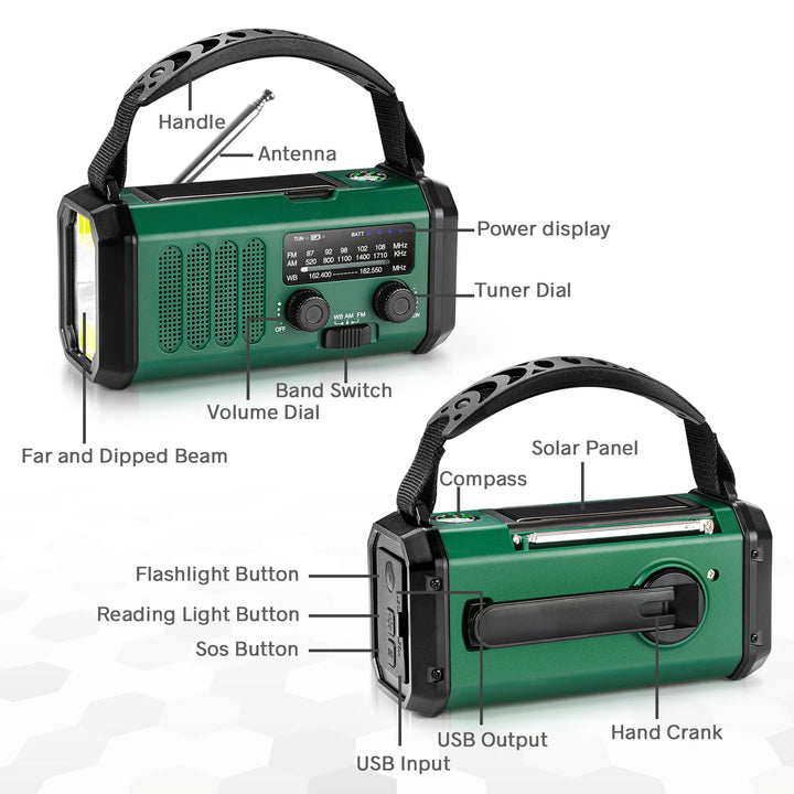 Radio Linterna de emergencia generador con manivela Solar